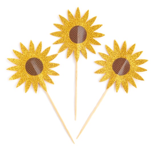 Glittery Sunflower Treat Toppers by Celebrate It&#xAE;